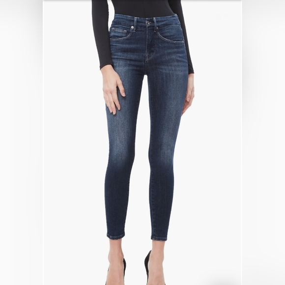 Good American Dark Blue Good Legs Crop Skinny Jeans - Picture 1 of 7